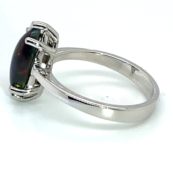 Black Opal 3.84ct Platinum Finish Solid 925 Sterling Silver ring - Picture 5 of 6